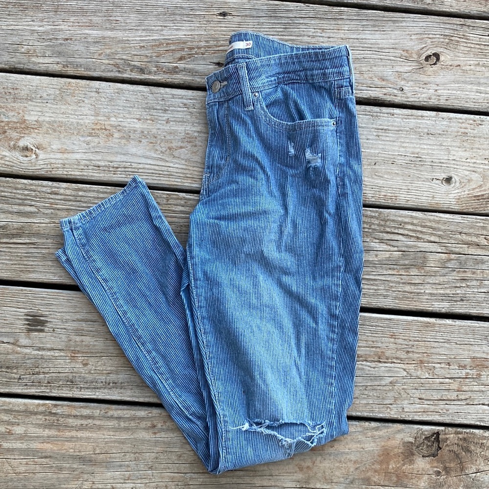 Levi 711 skinny striped ripped jeans size 30